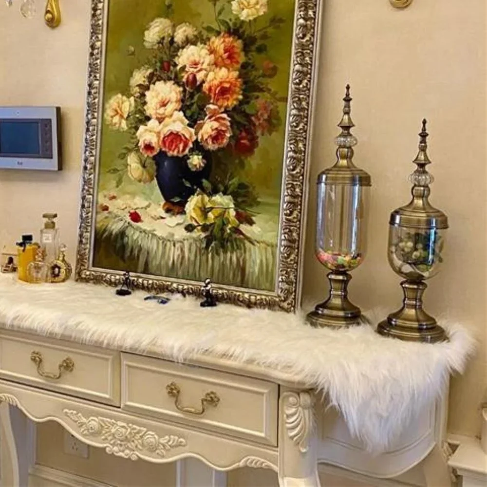 Christmas Table Runner Faux Fur Cloth Thanksgiving Decor Xmas Wedding Decoration